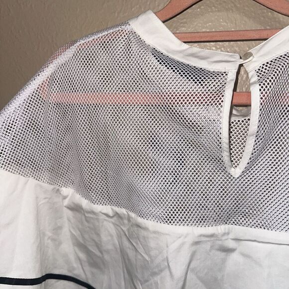 Ashley Stewart White Mesh Ruffle Trim Top Plus Size 26/28 NWT - Picture 4 of 7